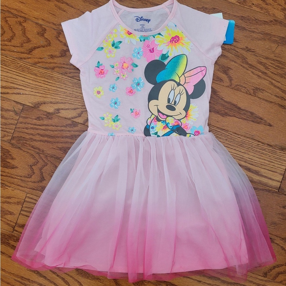Disney Minnie Mouse Tulle Short Sleeve Dress Girls sz L NWT